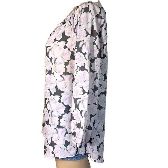 Apt 9 Womens Tunic Top Blouse Shirt Pastel Floral Print Silky Pullover Medium - Picture 3 of 8